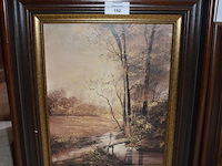 2 schilderijen in bruin houten kader afm.70x60 - afbeelding 2 van  6
