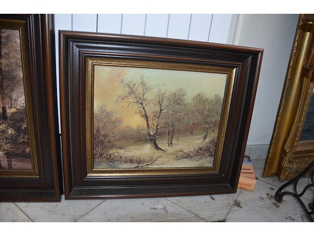 2 schilderijen in bruin houten kader afm.70x60 - afbeelding 4 van  6