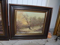 2 schilderijen in bruin houten kader afm.70x60 - afbeelding 4 van  6