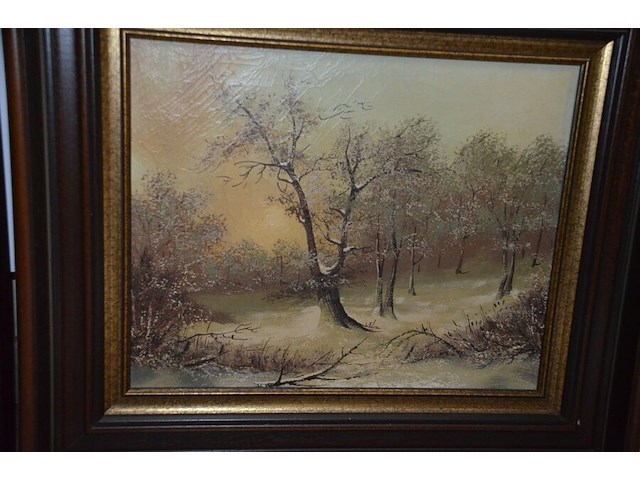 2 schilderijen in bruin houten kader afm.70x60 - afbeelding 5 van  6