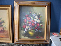 2 schilderijen in houten kader bloemen - afbeelding 4 van  6