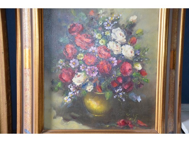 2 schilderijen in houten kader bloemen - afbeelding 5 van  6