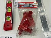 2 spanners voor metselkoord - waterpas met magneet - inox meetlat 30cm - afbeelding 1 van  3