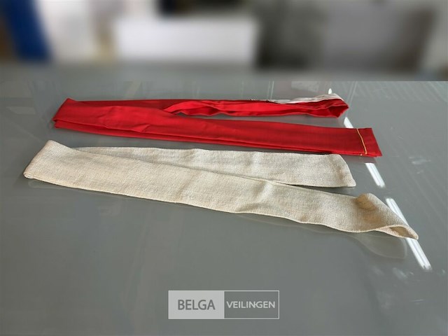 2 stola's rood + beige - afbeelding 2 van  2