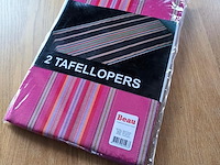 2 tafellopers strepen fuchsia - beau maat : 45x140 - afbeelding 1 van  2