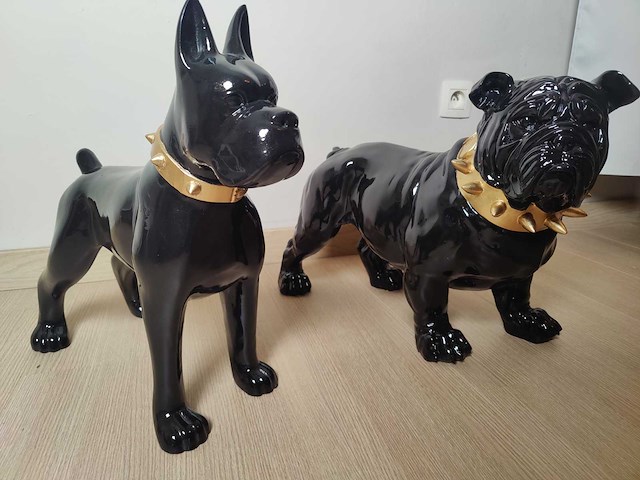 2 tuinbeelden hond - bulldog en boxer - afbeelding 4 van  4