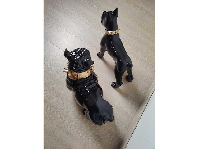 2 tuinbeelden hond - bulldog en boxer - afbeelding 3 van  4