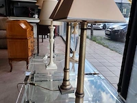 2 vintage design kolomlampen met houten voet - afbeelding 2 van  4