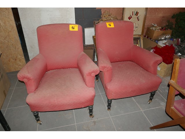 2 vintage stoffen zetels - afbeelding 1 van  3