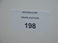 2 wit metalen rol ladeblokken, office bench sedus 4 personen 320x160 cm, 3 rolbureelstoelen met stoffen zit en pvc rug (54,57,58) - afbeelding 2 van  7