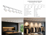 2 x 1-fase railverlichting set – 2 meter – wit – inclusief 6 x gu10 railspots - afbeelding 5 van  5