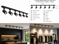 2 x 1-fase railverlichting set – 2 meter – zwart – inclusief 6 x gu10 railspots - afbeelding 6 van  6