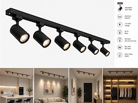 2 x 1-fase railverlichting set – 2 meter – zwart – inclusief 6 x gu10 railspots - afbeelding 1 van  5