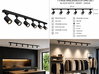 2 x 1-fase railverlichting set – 2 meter – zwart – inclusief 6 x gu10 railspots - afbeelding 5 van  5