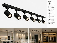 2 x 1-fase railverlichting set – 2 meter – zwart – inclusief 6 x gu10 railspots - afbeelding 1 van  6