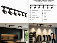 2 x 1-fase railverlichting set – 2 meter – zwart – inclusief 6 x gu10 railspots - afbeelding 6 van  6