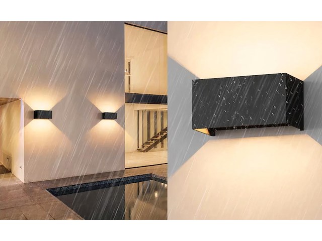 2 x 12w led zwart wandlamp 4 licht verstelbaar waterdicht - afbeelding 3 van  7