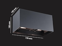 2 x 12w led zwart wandlamp 4 licht verstelbaar waterdicht - afbeelding 6 van  7