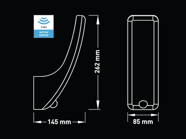 2 x 15w led wandlamp gebogen zand zwart warm wit met sensor waterdicht - afbeelding 4 van  5