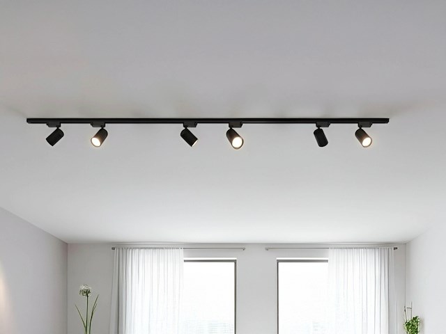 2 x 2 meter railsysteem met 6 st railspot gu10 fitting met ring - afbeelding 2 van  7