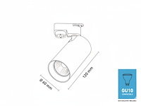 2 x 2 meter railsysteem met 6 st railspot gu10 fitting met ring - afbeelding 11 van  14
