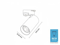 2 x 2 meter railsysteem met 6 st railspot gu10 fitting met ring - afbeelding 10 van  13