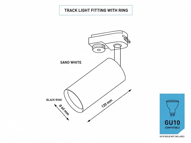 2 x 2 meter railsysteem met 6 st railspot gu10 fitting met ring - afbeelding 9 van  9
