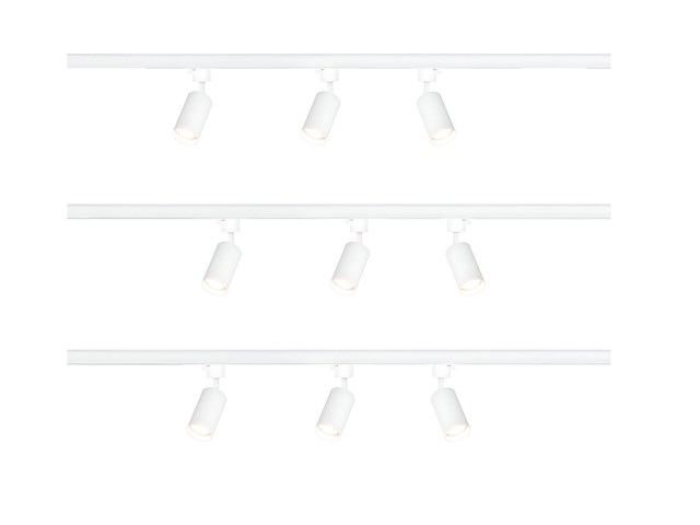 2 x 3 meter railsysteem met 9 st railspot gu10 fitting wit - afbeelding 3 van  6