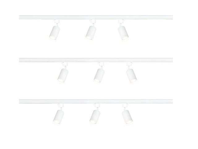 2 x 3 meter railsysteem met 9 st railspot gu10 fitting wit - afbeelding 2 van  6