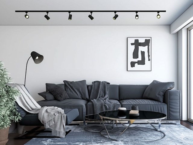 2 x 3 meter railsysteem met 9 st railspot gu10 fitting - afbeelding 1 van  7