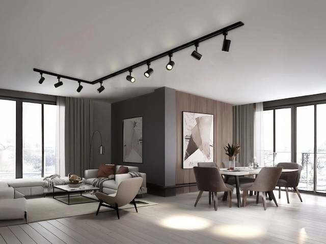 2 x 3 meter railsysteem met 9 st railspot gu10 fitting - afbeelding 3 van  7