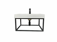 2 x 60cm wastafel met mat zwart frame - afbeelding 4 van  7