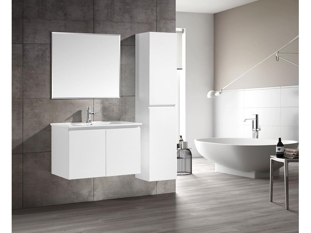 2 x 80cm badkamermeubelset mdf - kleur: mat wit - afbeelding 7 van  7