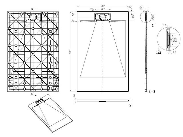 2 x 90x140cm smc douchebak - wit - afbeelding 7 van  7