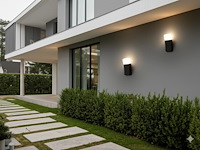 2 x 9.5w led wandlamp gebogen zand zwart warm wit waterdicht - afbeelding 3 van  7