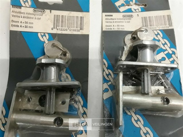 2 x afsluitbare insteekgrendel doorn 50 mm - afbeelding 3 van  3