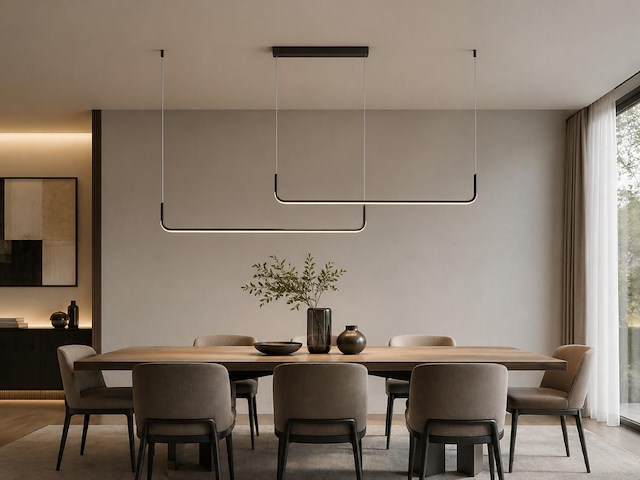 2 x alura linear hanglamp zand zwart 100cm&100cm duo lijn 40w led cct 3 kleur & 3 stappen dimmen - afbeelding 5 van  9