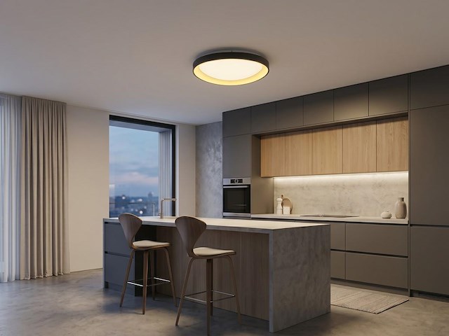 2 x auren design plafondlamp zwart 62cm 50w led cct 3 kleur & 3 stappen dimmen - afbeelding 1 van  6