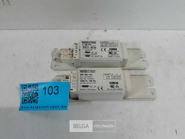 2 x balast voor tl lamp 2x18w 1x36w - afbeelding 2 van  3