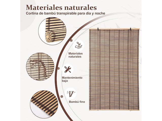 2 x bamboe rolgordijn (80 x 160 cm) - afbeelding 3 van  3