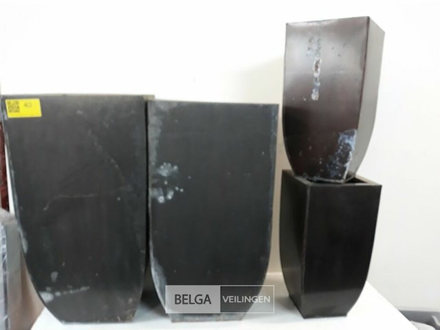 2 x bloembakken set zinc 2 stuks met roestplekken - afbeelding 2 van  3