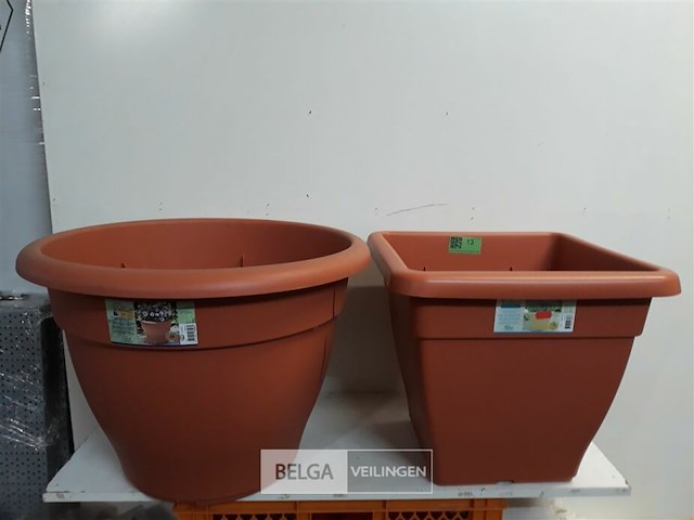 2 x bloempot 1 x55xh 40cm + 1 x 45x45xh 40 cm - afbeelding 2 van  3