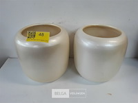 2 x bloempot keramiek creme dia 20 – h 20 cm - afbeelding 2 van  3