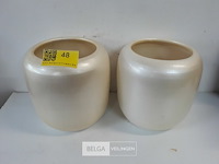 2 x bloempot keramiek crème dia 20 – h 20 cm - afbeelding 2 van  3