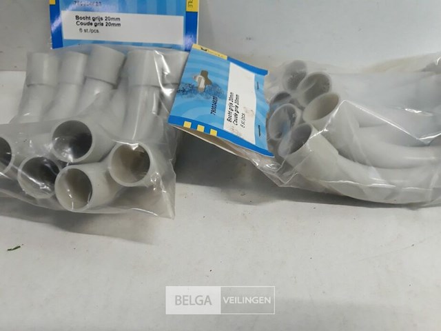 2 x bocht voor pvc buis 20 mm licht grijs 6 stuks - afbeelding 3 van  3