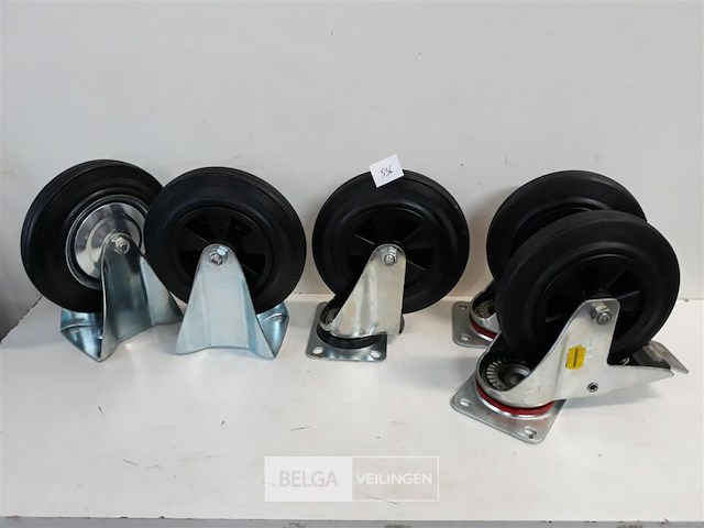 2 x bokwiel 200mm + 3 x zwenkwiel 200mm - afbeelding 2 van  3