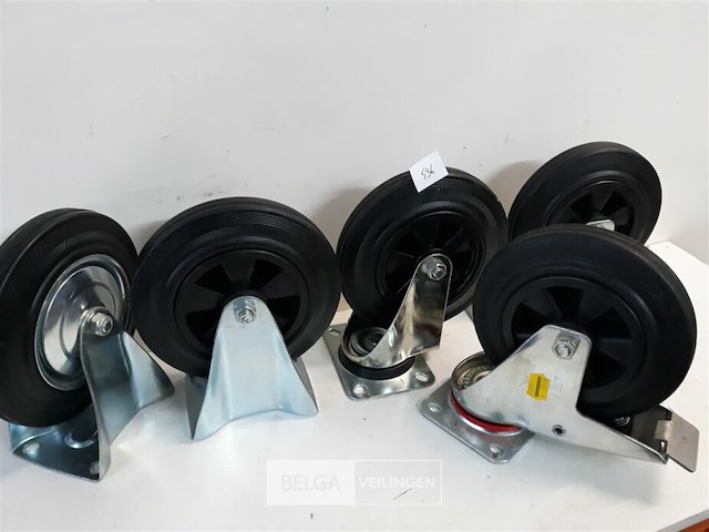 2 x bokwiel 200mm + 3 x zwenkwiel 200mm - afbeelding 3 van  3