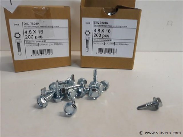 2 x boorschroef zeskant kop 4,8x19 mm 200 st - afbeelding 2 van  2