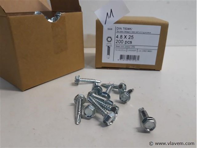 2 x boorschroef zeskant kop 4,8x25 mm 200 st - afbeelding 2 van  2