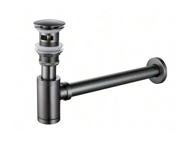 2 x design sifon met afvoerplug gun gray - afbeelding 1 van  1